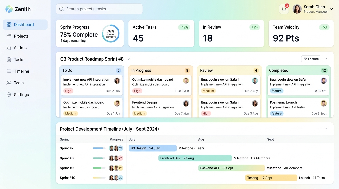 Online Project Management System interface preview